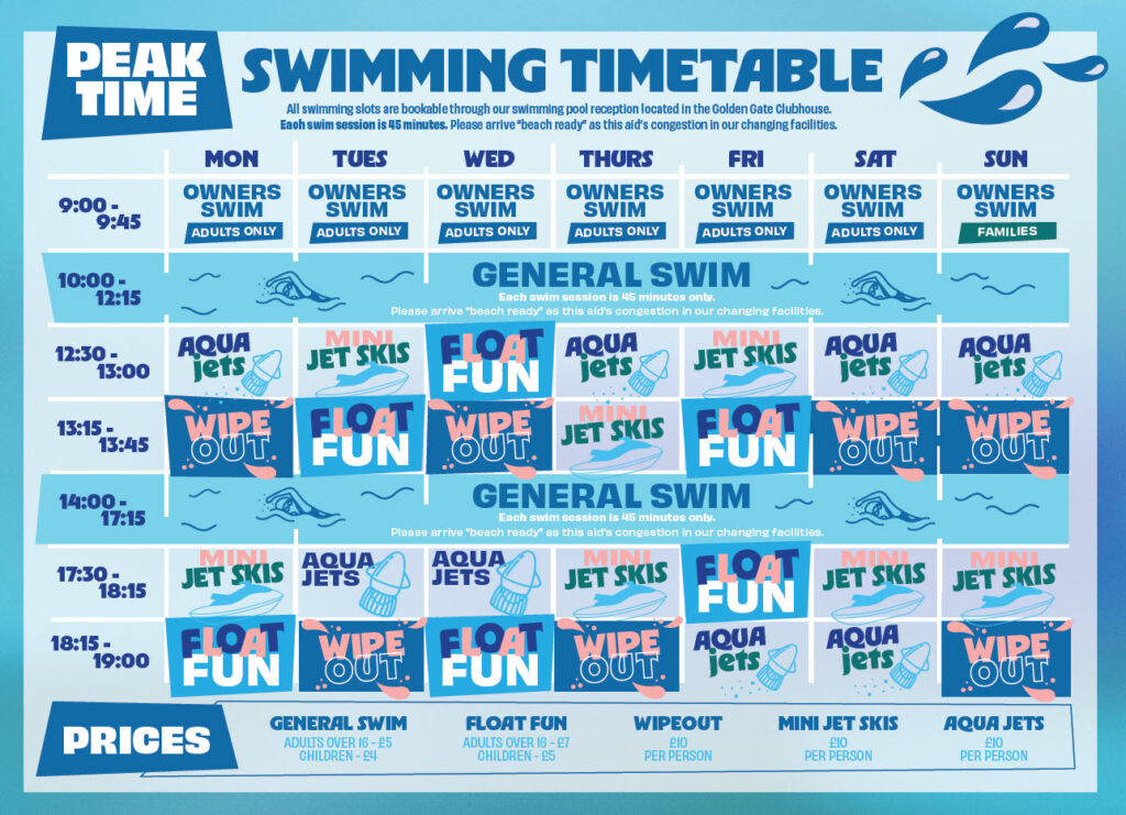 SF Parks Golden Gate Holiday Centre Indoor Pool Timetable