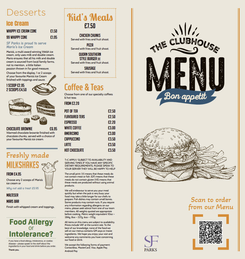 Clubhouse menu 2025