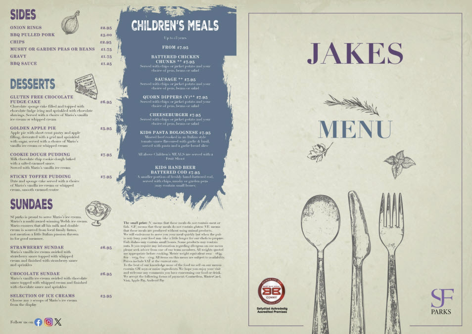 Jakes Menu 2025