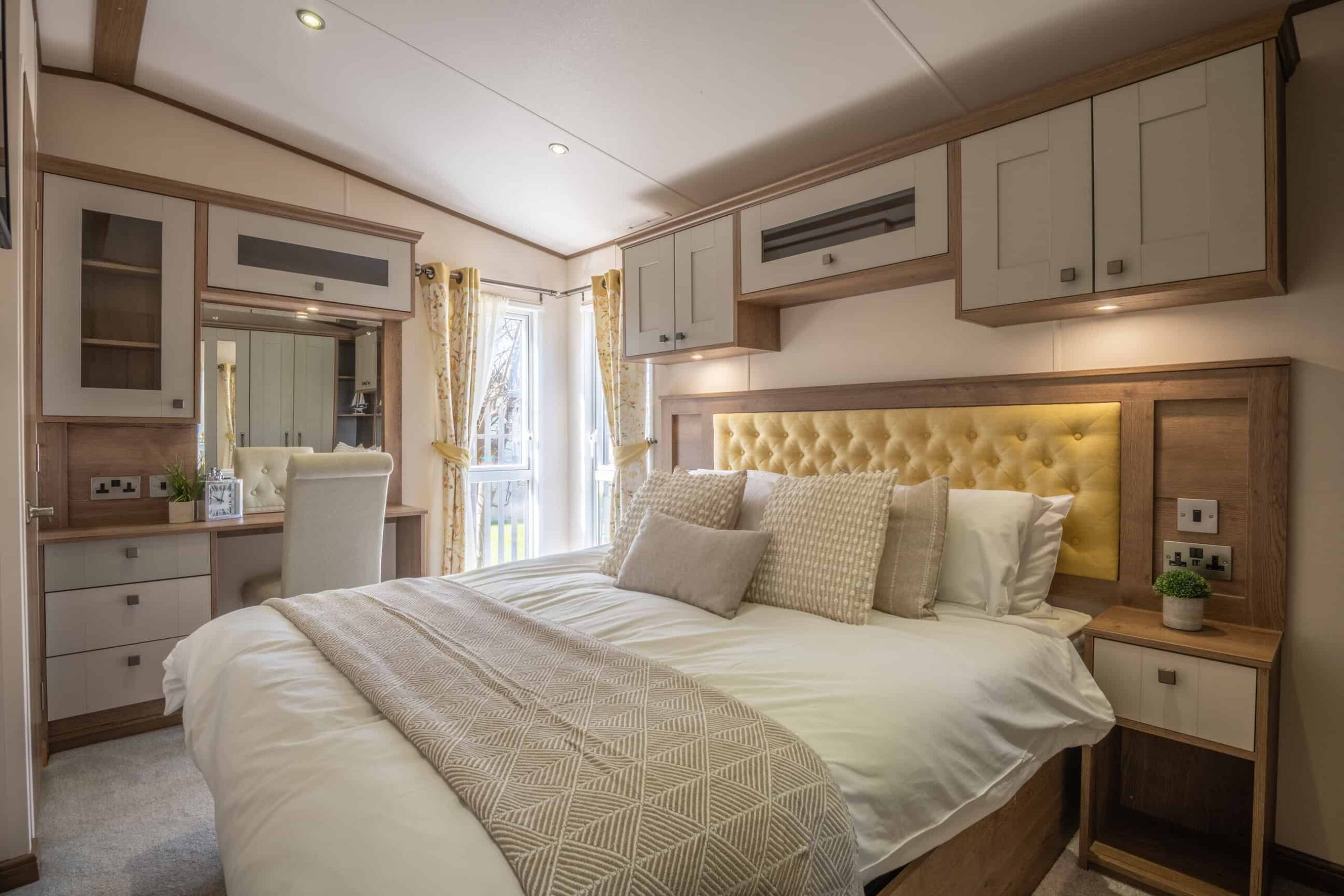 Interior view of lodge double bedroom