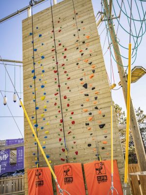 Full shot of vertical climbing wall